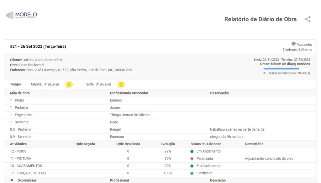 App Diário de Obras