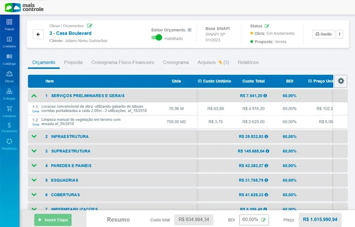 print da tela do software mais controle