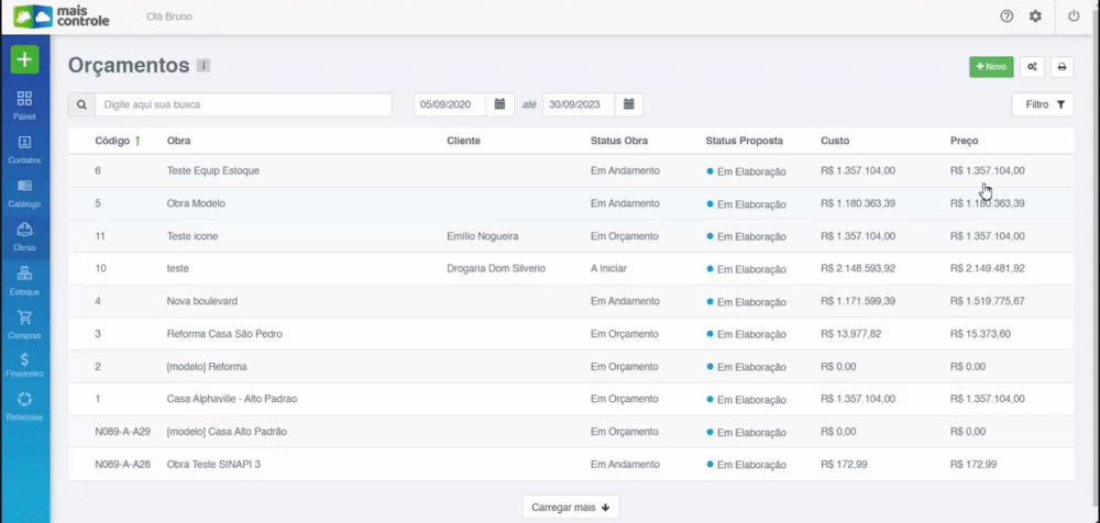 gif com print da tela do software mais controle