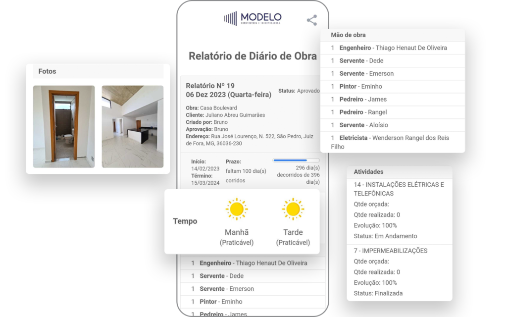 Conecte o canteiro de obras com o escritório sem complicação. Use o Diário de Obras, Solicitação de Compras e Medição de Obras de qualquer lugar.