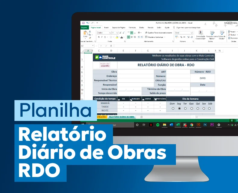 Planilha Relatório Diário de Obras — RDO